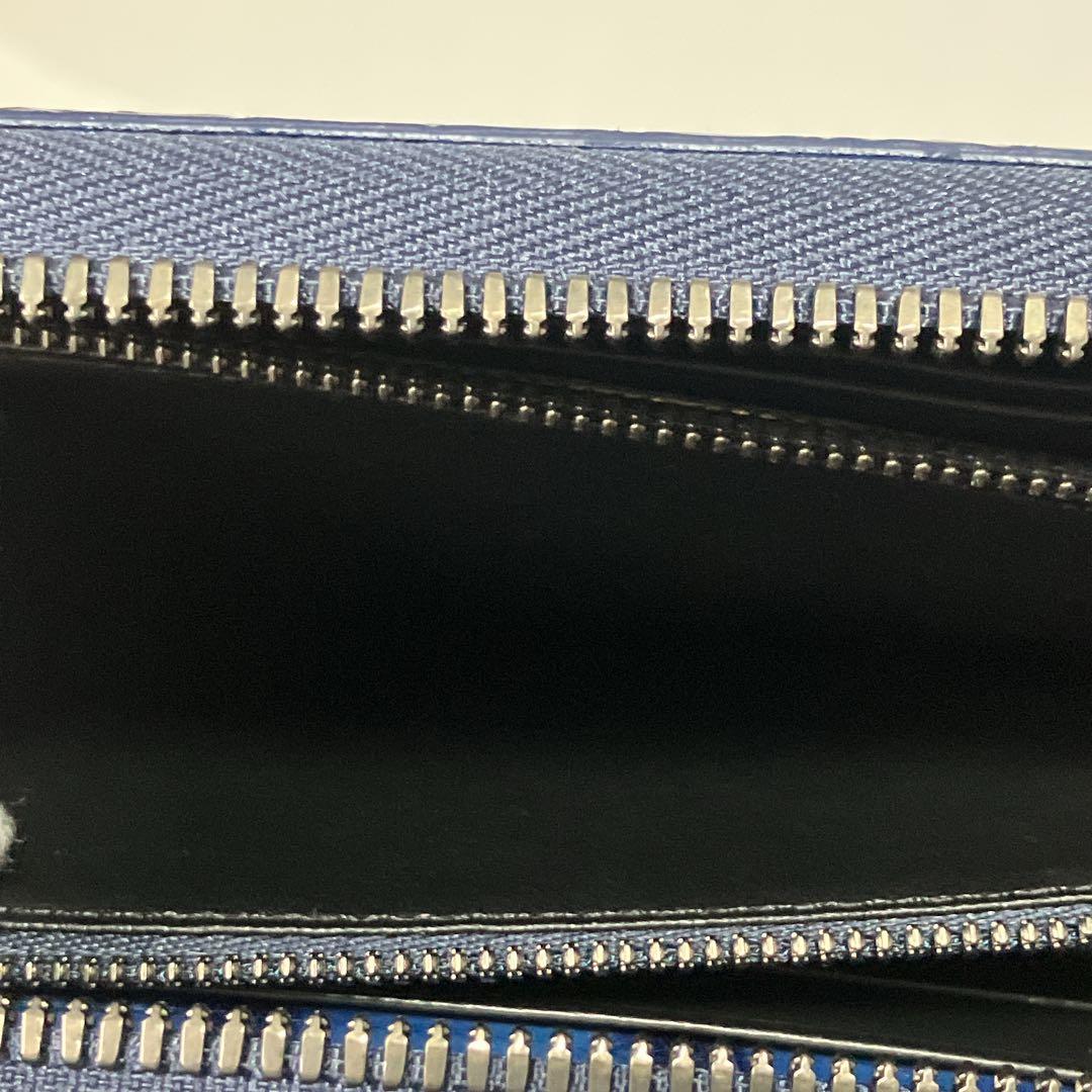 【美品】池田工芸　藍染め　クロコ　長財布ビックウォレット　内装ゴールドパイソン