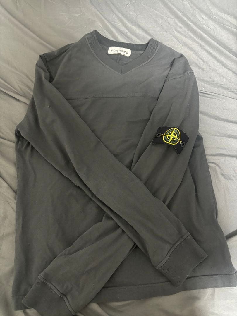と*り様 ストーンアイランドSTONE グレー 長袖　ロングTシャツ