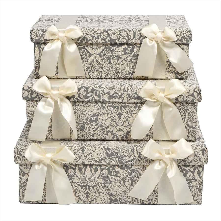 新品最終お値下げJennifer Taylorボックス3ヶセットいちご泥棒グレー