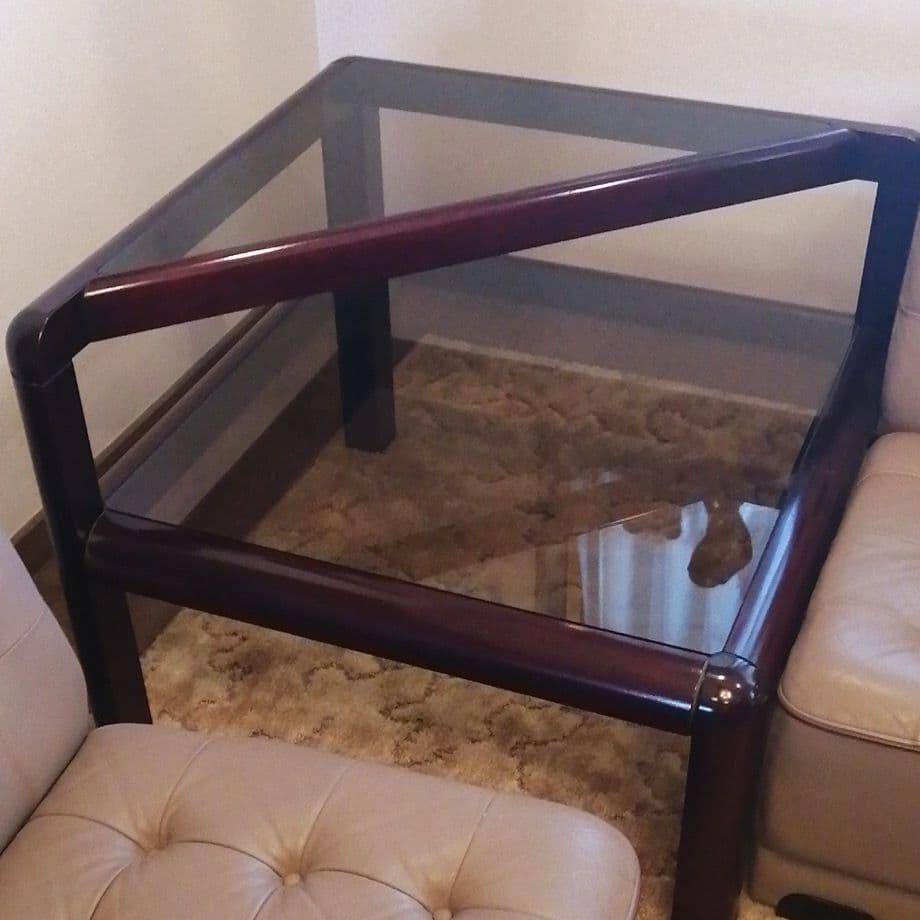 ビンテージ、昭和レトロ　強化ガラスサイドテーブル