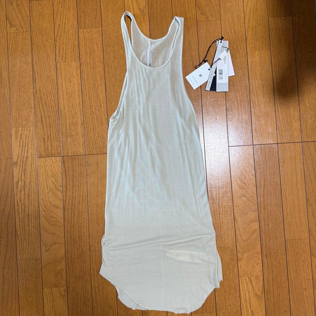 22FW Rick Owens BASIC RIB TANK PEARL シルク
