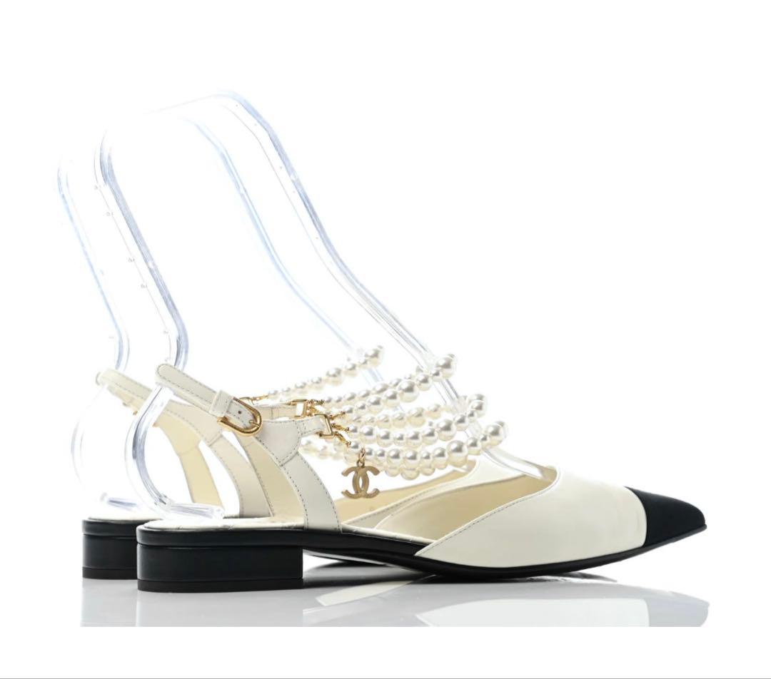 CHANEL シャネル パールスリングバック パンプス サイズ39C