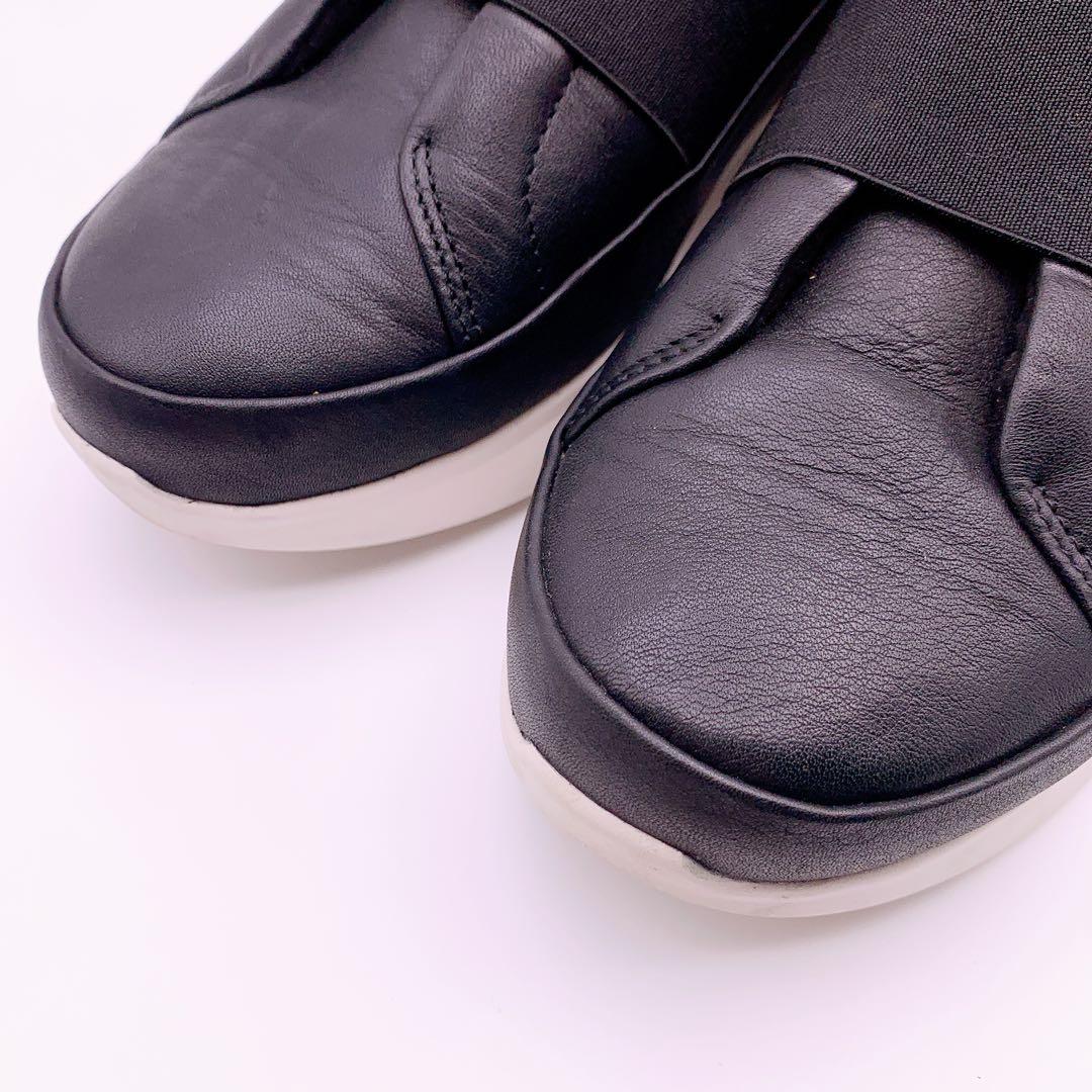 【極美品】UGG アグ リブ スニーカー レザー 厚底 ブラック 23cm