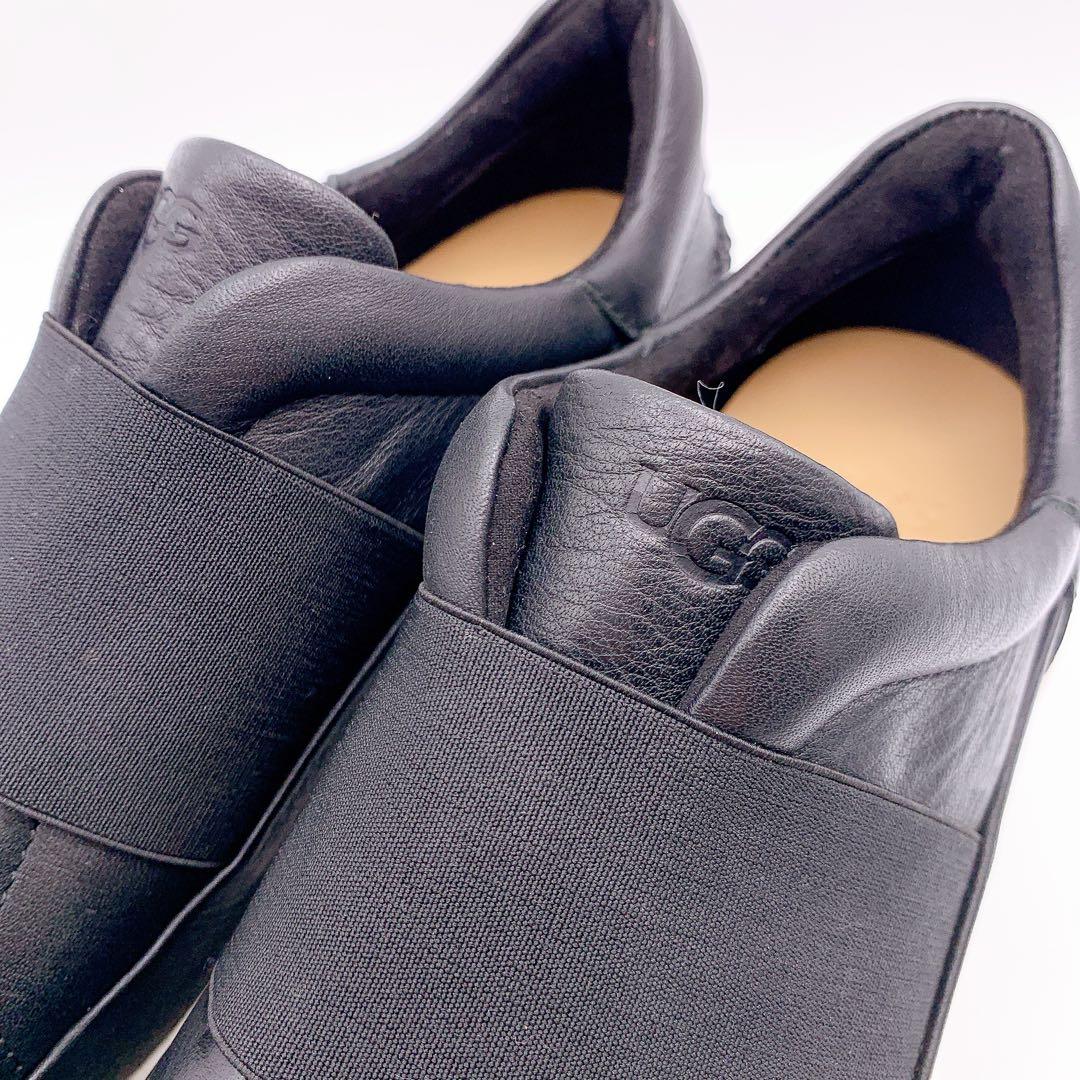 【極美品】UGG アグ リブ スニーカー レザー 厚底 ブラック 23cm