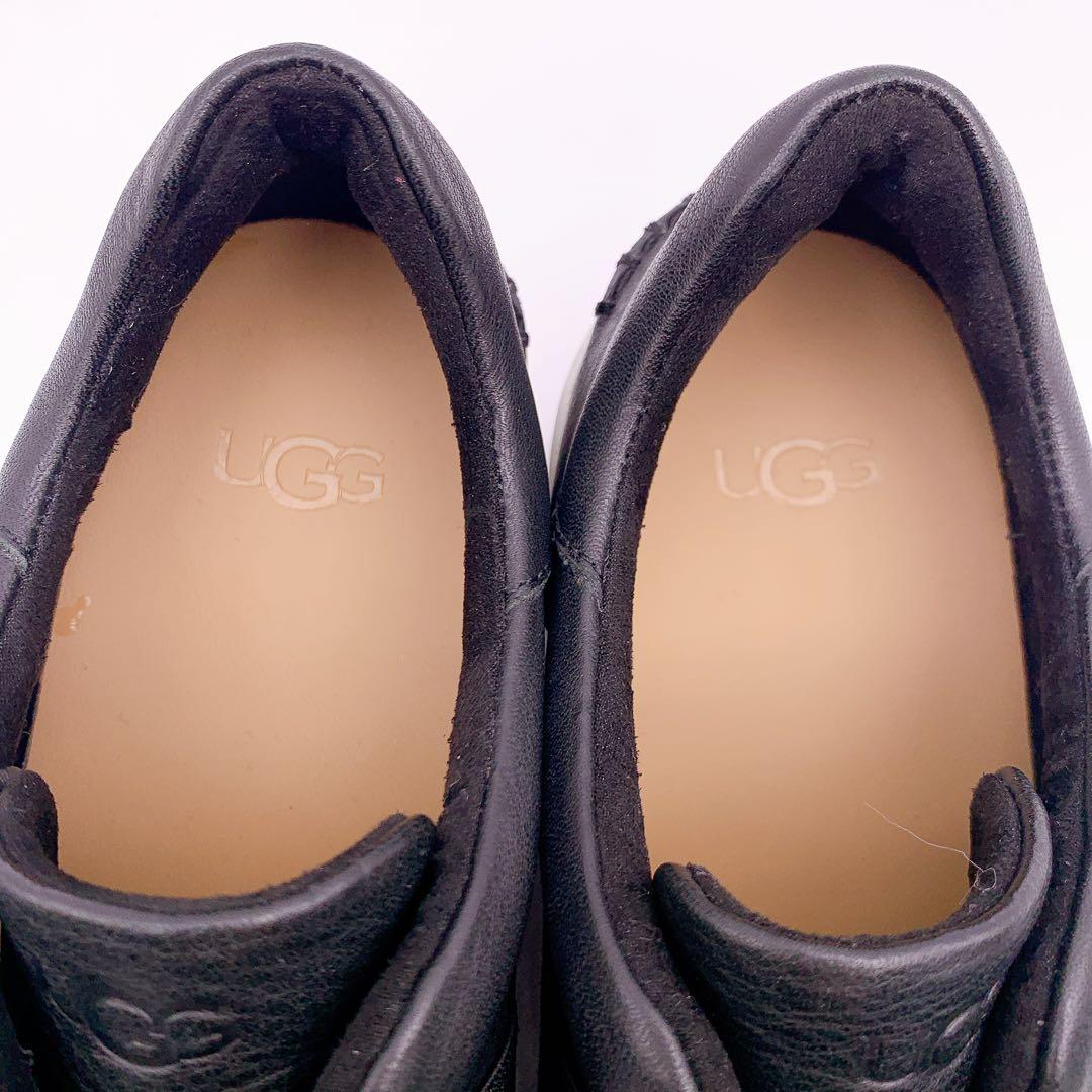 【極美品】UGG アグ リブ スニーカー レザー 厚底 ブラック 23cm