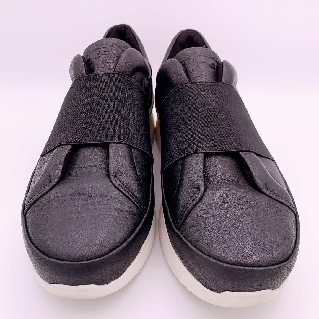 【極美品】UGG アグ リブ スニーカー レザー 厚底 ブラック 23cm