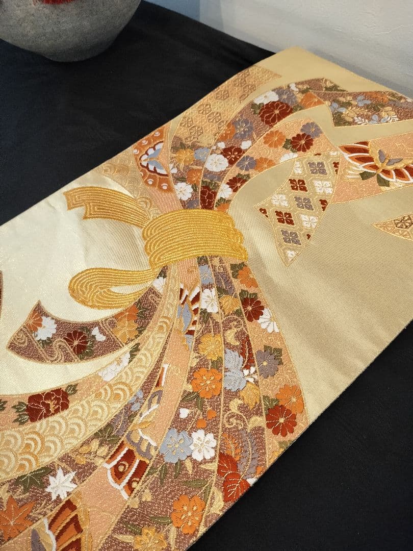 A929逸品‼️全通箔‼️組紐リボン‼️ひな祭り‼️テーブルランナー2m24cm