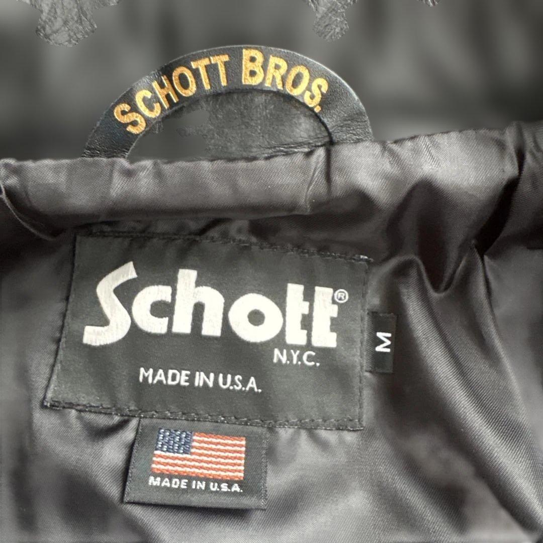 未着用Schott ブラック ダブルライダースジャケット　 M
