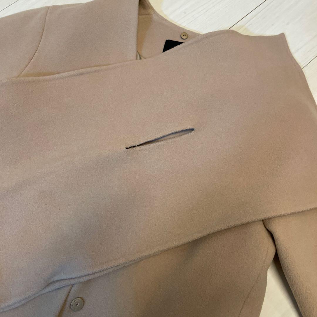 BARNYARDSTORM バンヤードストームストール付ノーカラーコートベージュ