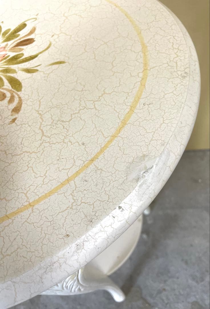 アンティーク風 サイドテーブル 電話台 円形 飾り台 シャビーシック