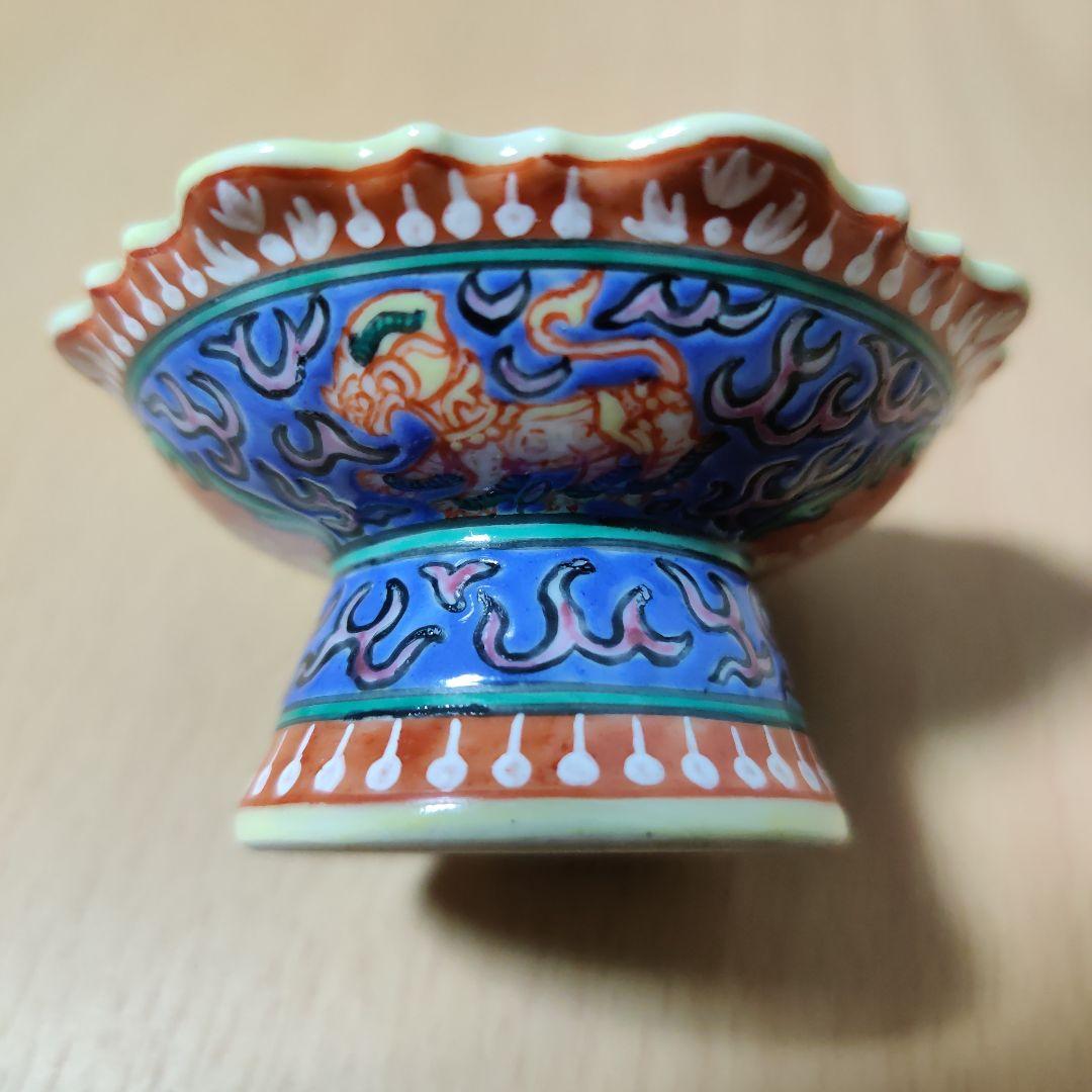 タイ製　ベンジャロン焼き　高杯　特注品一点物
