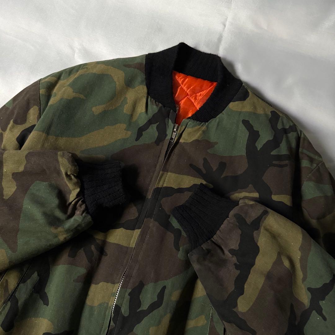 希少 80s vintage USA製 カモ柄 MA-1 ブルゾン 短丈