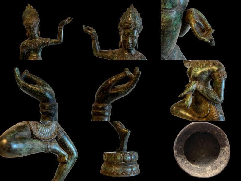 【海】アプサラ像 青銅製　高約：５７ｃｍ　重量約：５．５ｋｇ　アンティーク