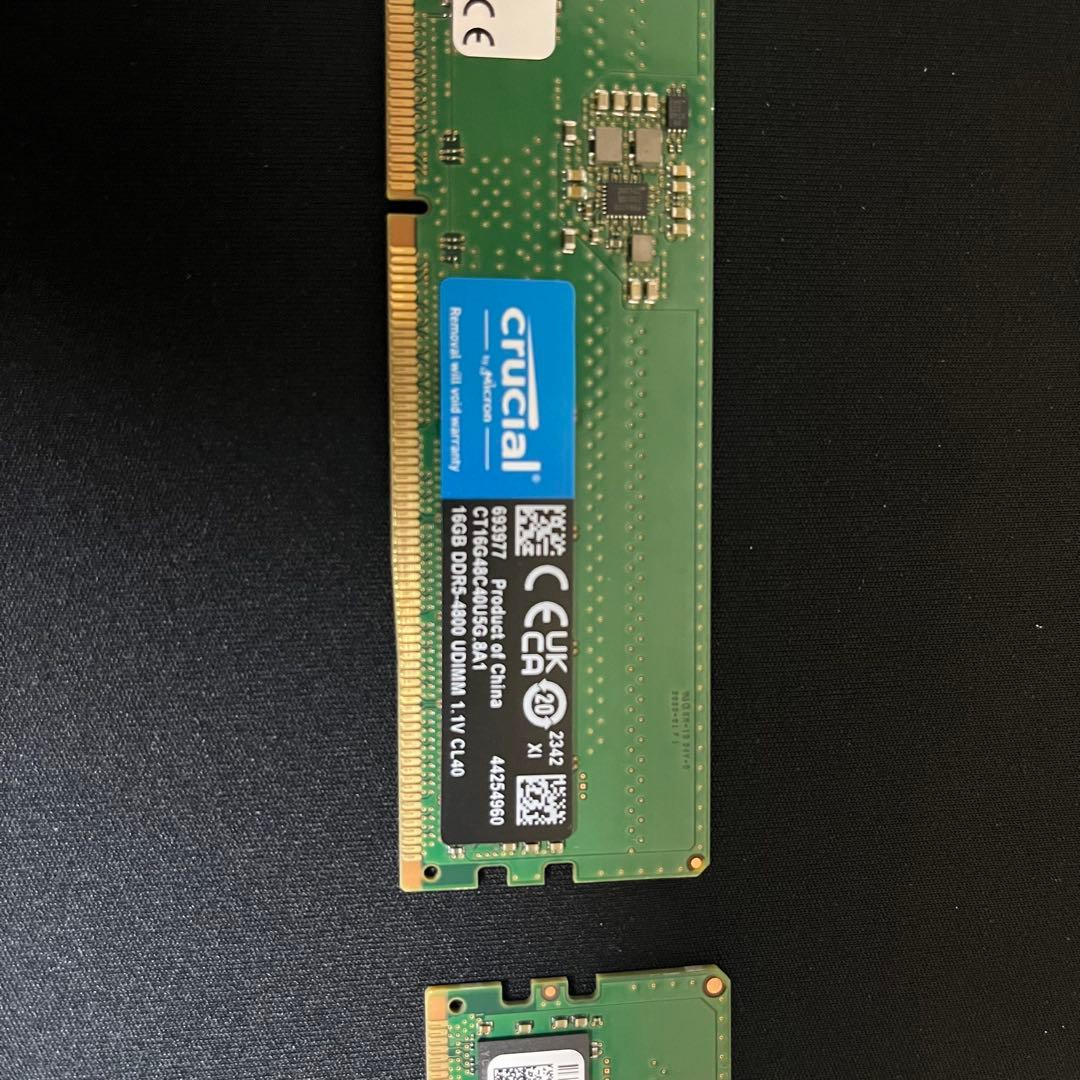 Crucial 8GB DDR5 4800メモリ 2枚セット