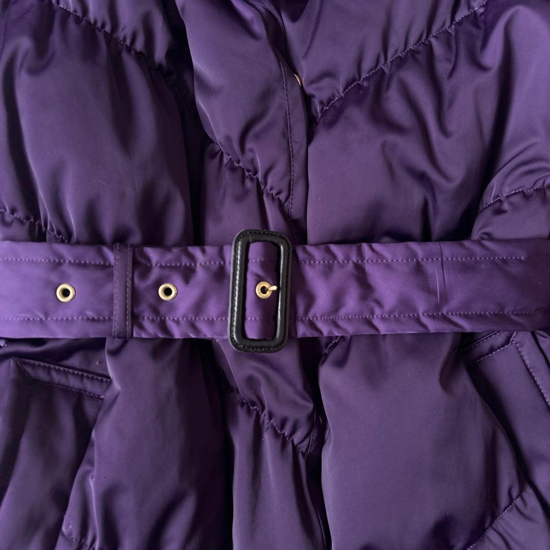 美品 ポールスミス ブラック 40→Lラビットファー ベルト付 ダウンコート 紫