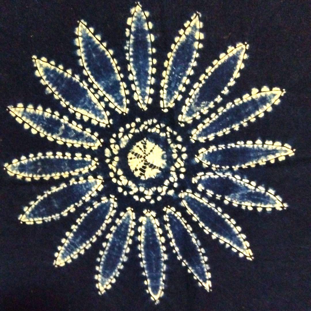 本藍染　手絞り　テーブルクロス　ベッドカバー　大判　和物　日本製