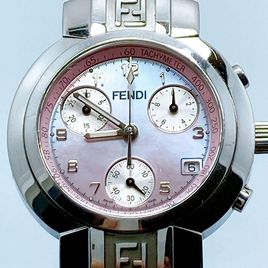 488 フェンディ　4500L ズッカ　クロノグラフ　シェル　ラウンド　腕時計