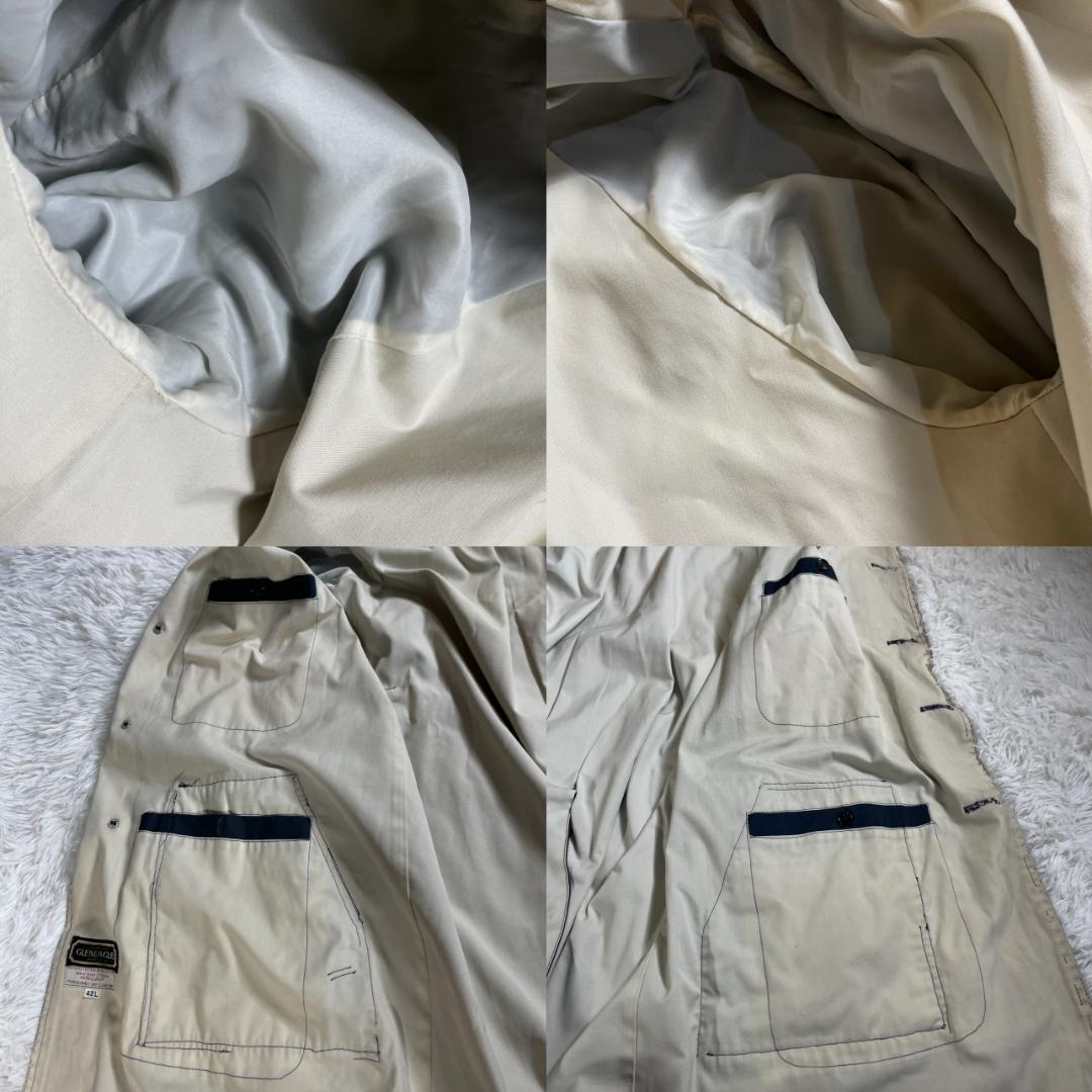 70s 80s Dior ステンカラーコート ベルト付 42 紺 白 ロング