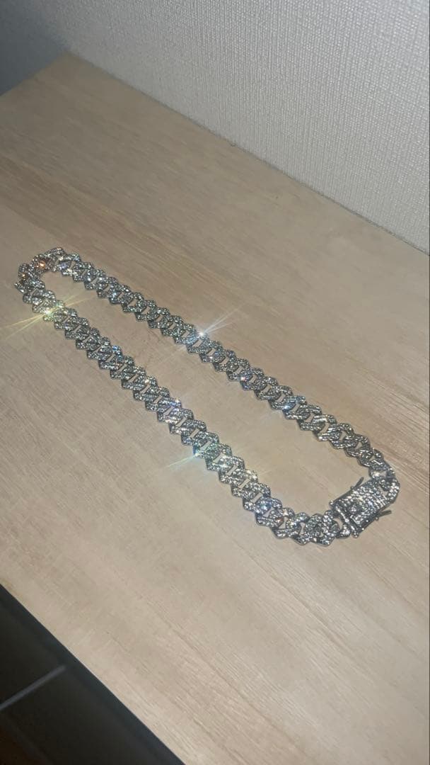 マイアミネックレス　シルバーゴールド　モアサナイト　45cm8mm
