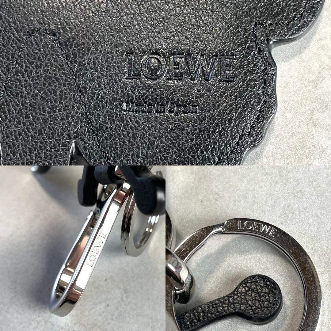 美品●LOEWE とんぼ チャーム キーホルダー カラビナ リング レザー 銀
