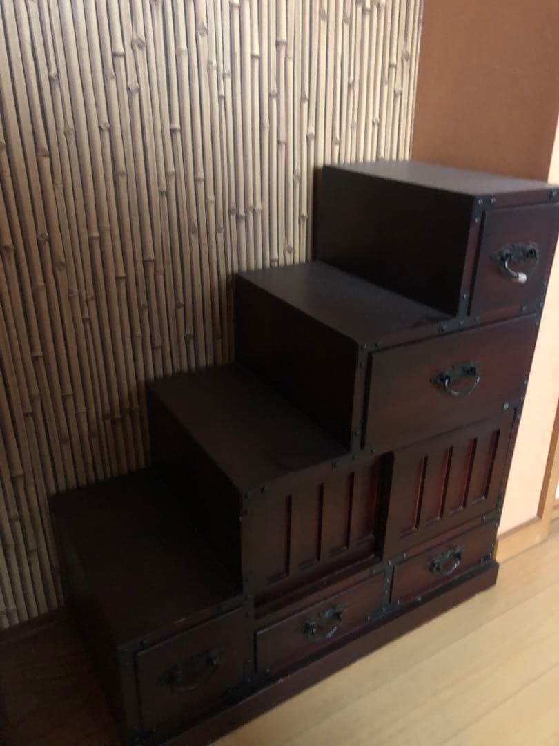 階段箪笥　和風家具　チェスト　収納棚　引取り限定
