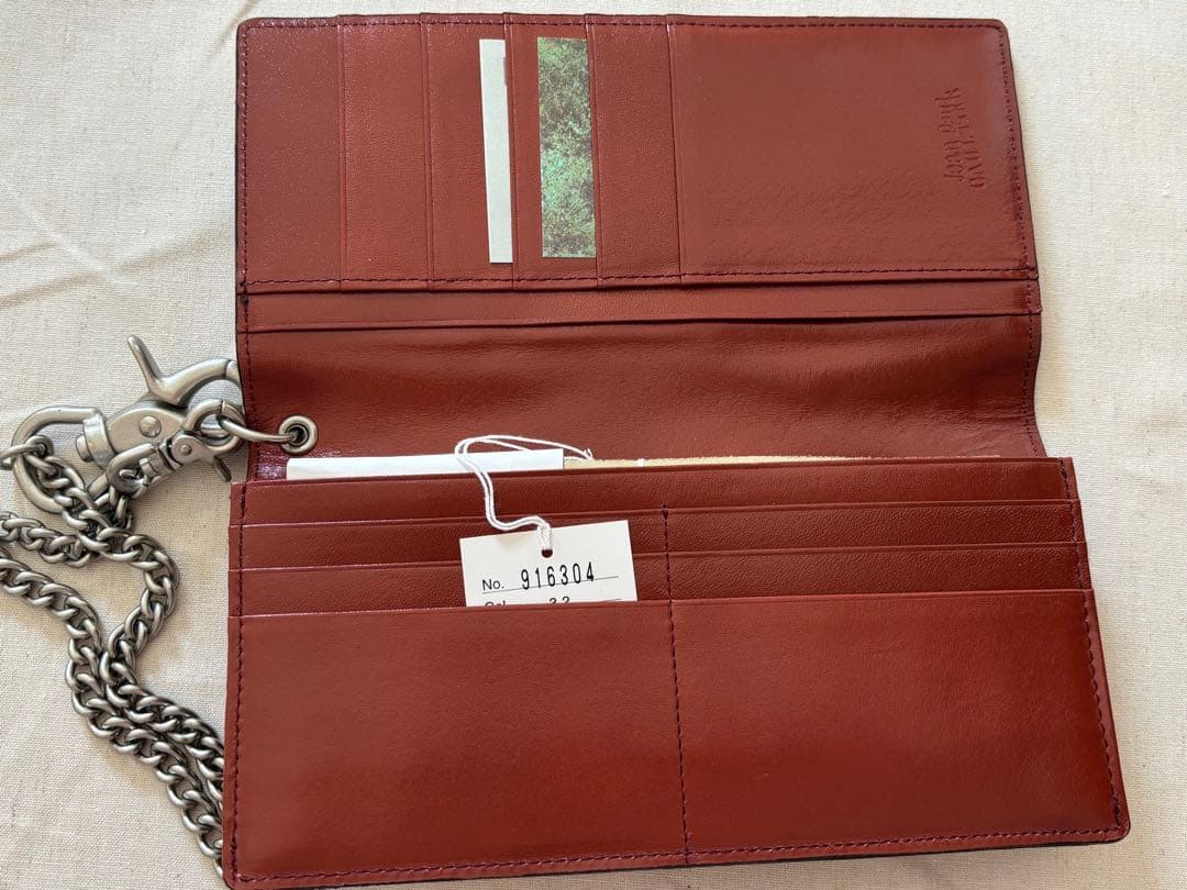 ジャンポールゴルチェ　ドラゴンメタルプレート　長財布　赤茶色