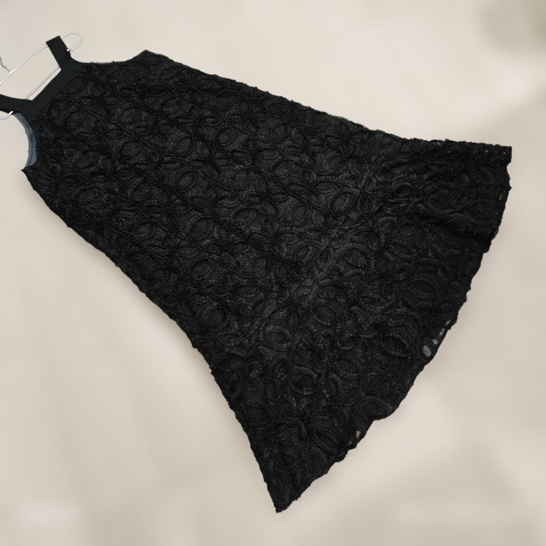 2025美品グレースコンチネンタル　ブラック 花模様刺繍 マキシワンピ　36