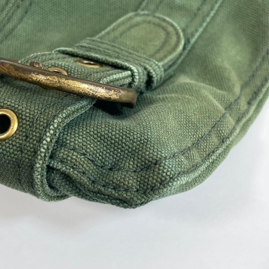 美品　DIESELディーゼルY2K メタルロゴ トートバッグ グリーン