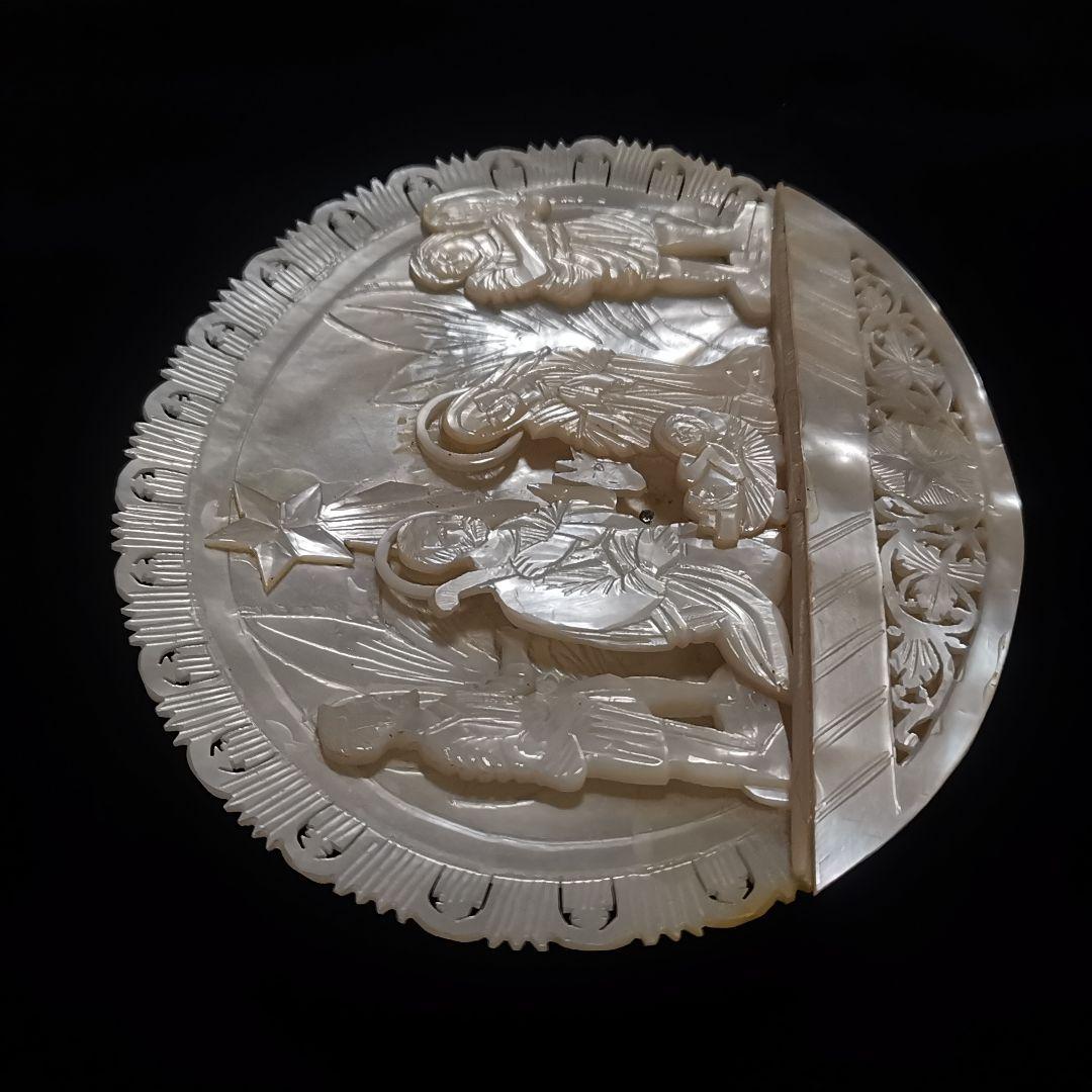 ヴィンテージベツレヘムパール　キリストの降誕スタンド付きレリーフ　クリスマス飾り