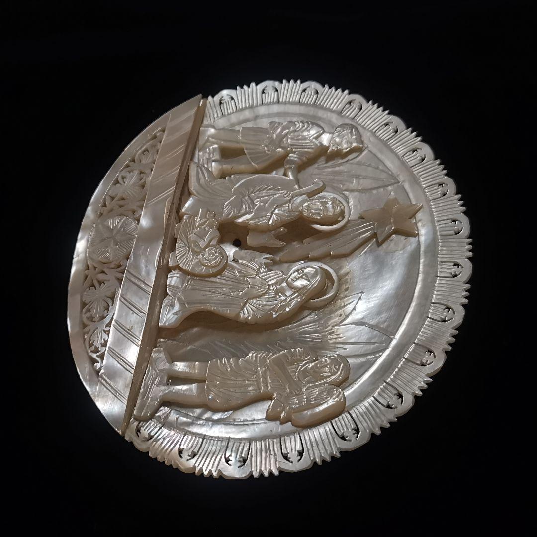 ヴィンテージベツレヘムパール　キリストの降誕スタンド付きレリーフ　クリスマス飾り