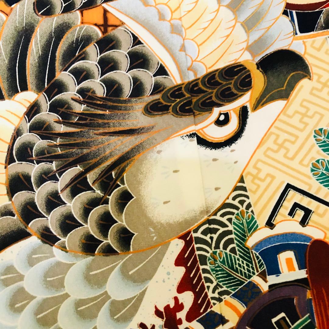 七五三五歳フルセット‼️黒地暈し⭐︎鷹凛々しい⭐︎袴縞スタイルアップ⭐︎全てついてる安心