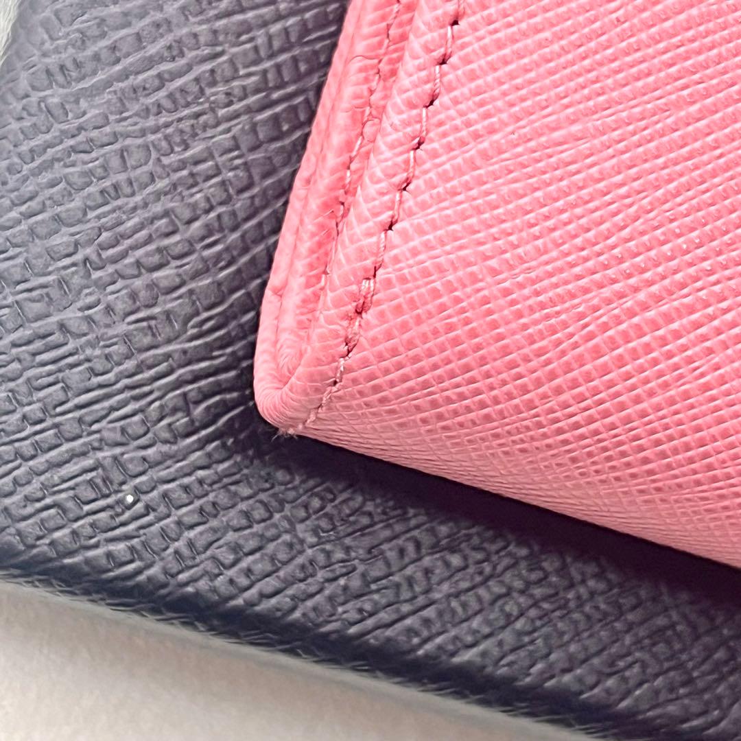 ほぼ未使用 PRADA プラダ サフィアーノ ピンク 二つ折り財布 0127-④