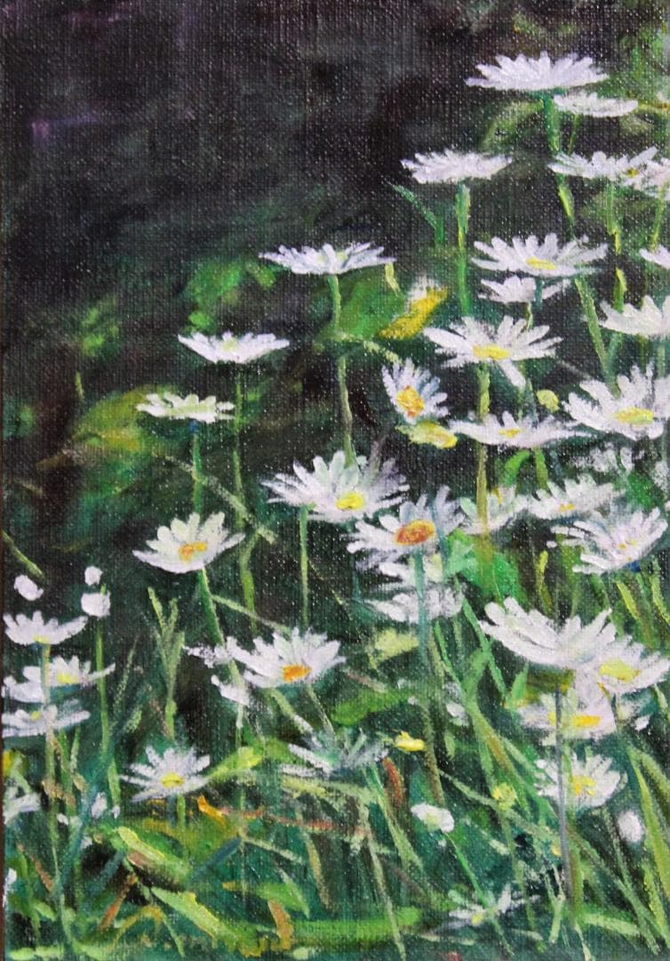 油彩画「マーガレットS」(送料込み)