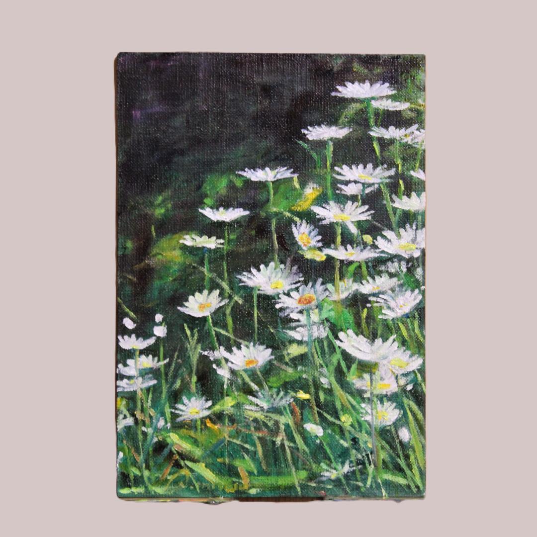 油彩画「マーガレットS」(送料込み)