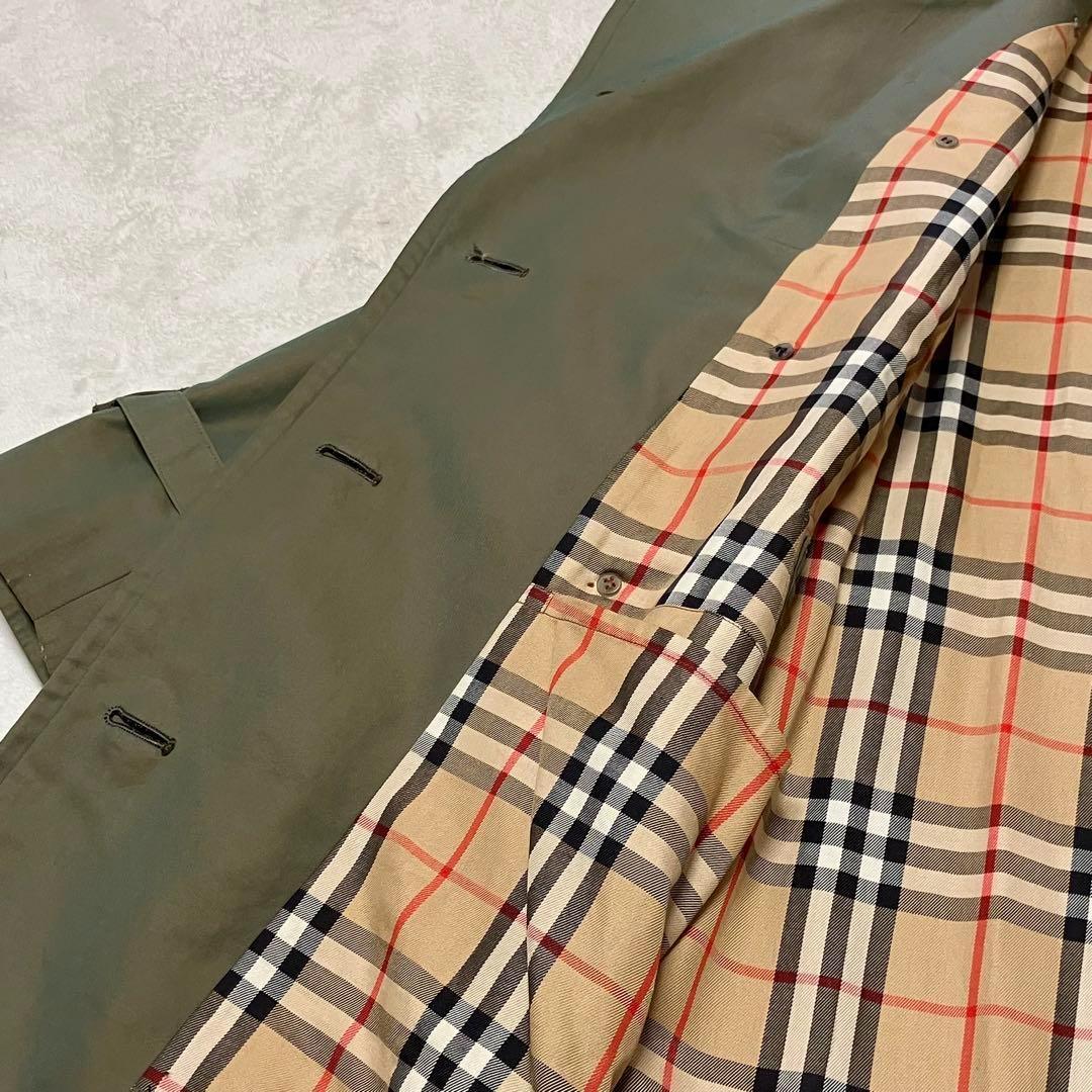 バーバリー　トレンチコート　玉蟲色　裏地ノバチェック総柄　ベルト　ロング　XL