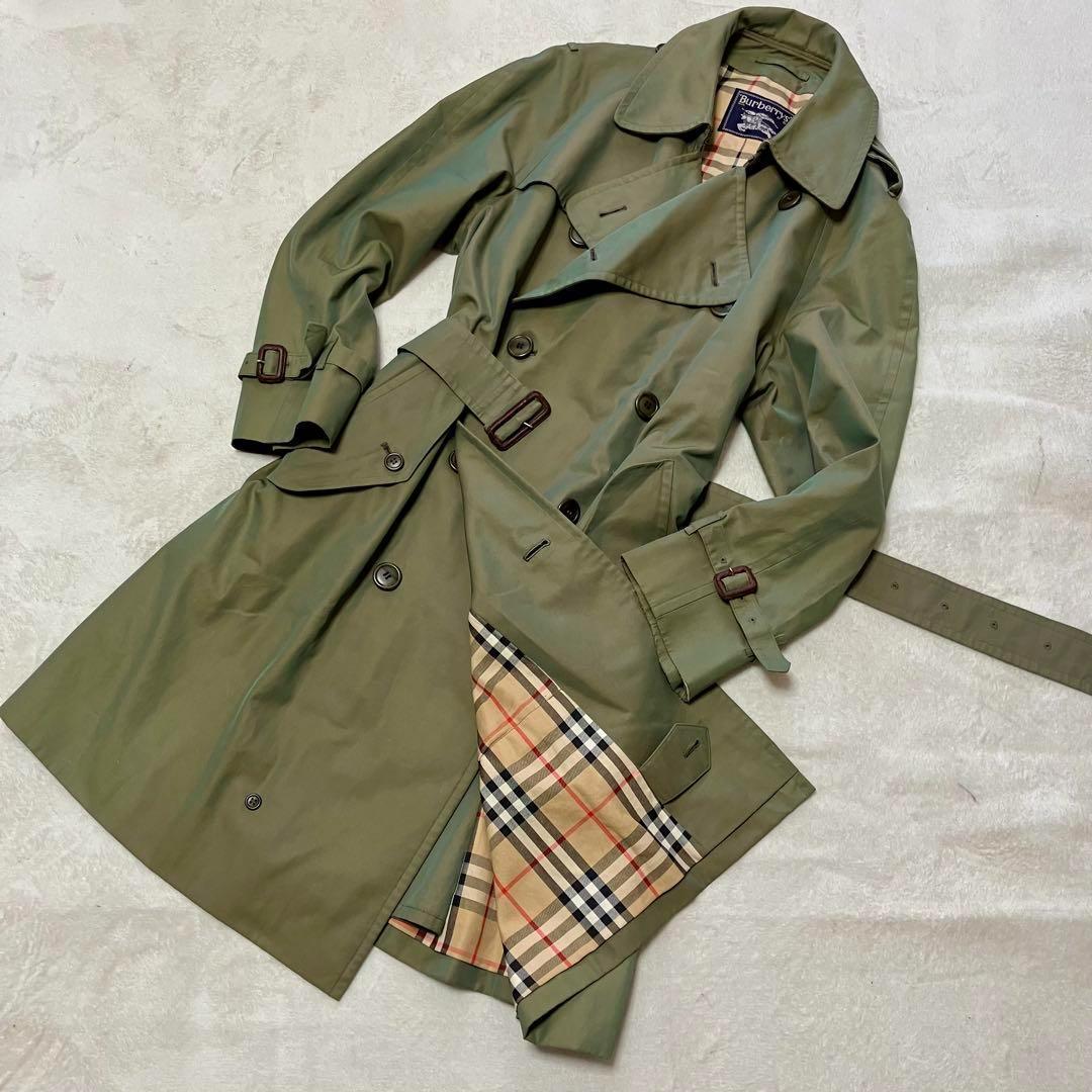 バーバリー　トレンチコート　玉蟲色　裏地ノバチェック総柄　ベルト　ロング　XL