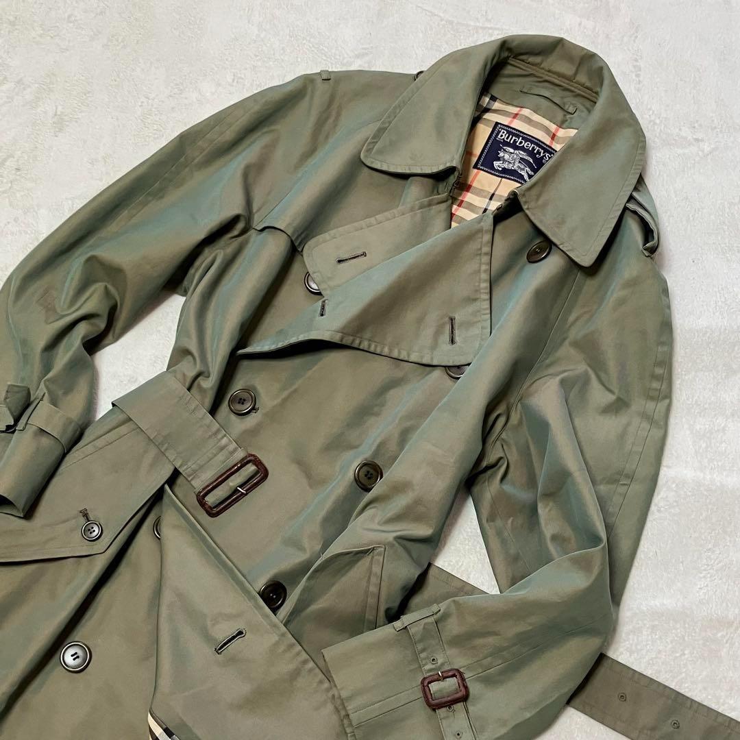 バーバリー　トレンチコート　玉蟲色　裏地ノバチェック総柄　ベルト　ロング　XL