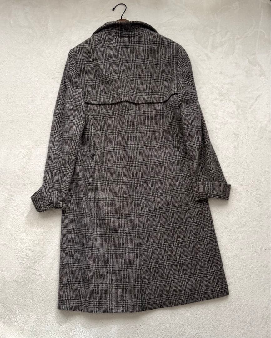 AKRIS アクリス 最高級 カシミヤ100% ロングコート 千鳥格子柄