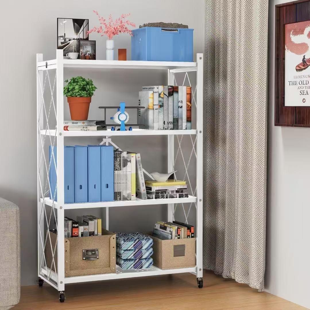 折り畳みラックx2 収納ラック スリム スチール 棚 4段