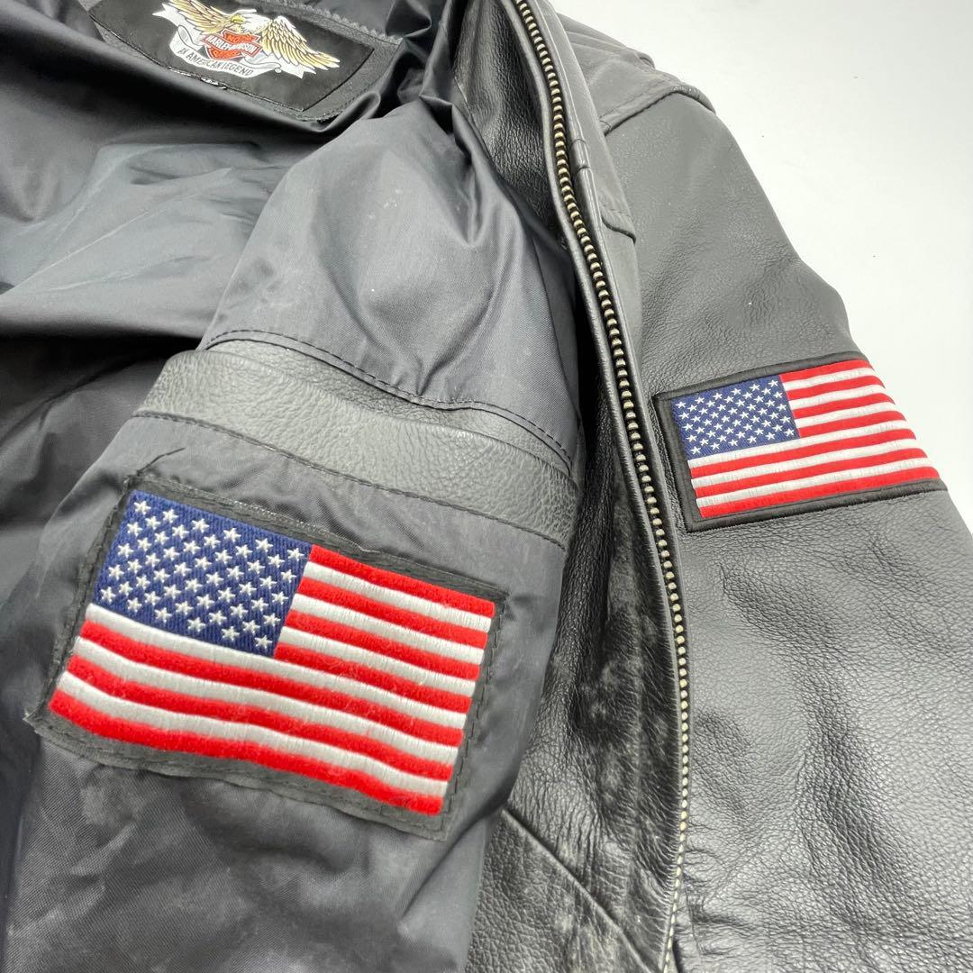 【美品】Harley-Davidson レザージャケット Mサイズ 刺繍ロゴ