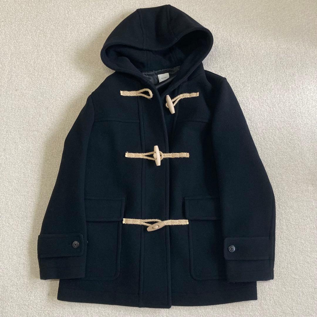 スピックアンドスパン パイルウールダッフルコート 36 ブラック