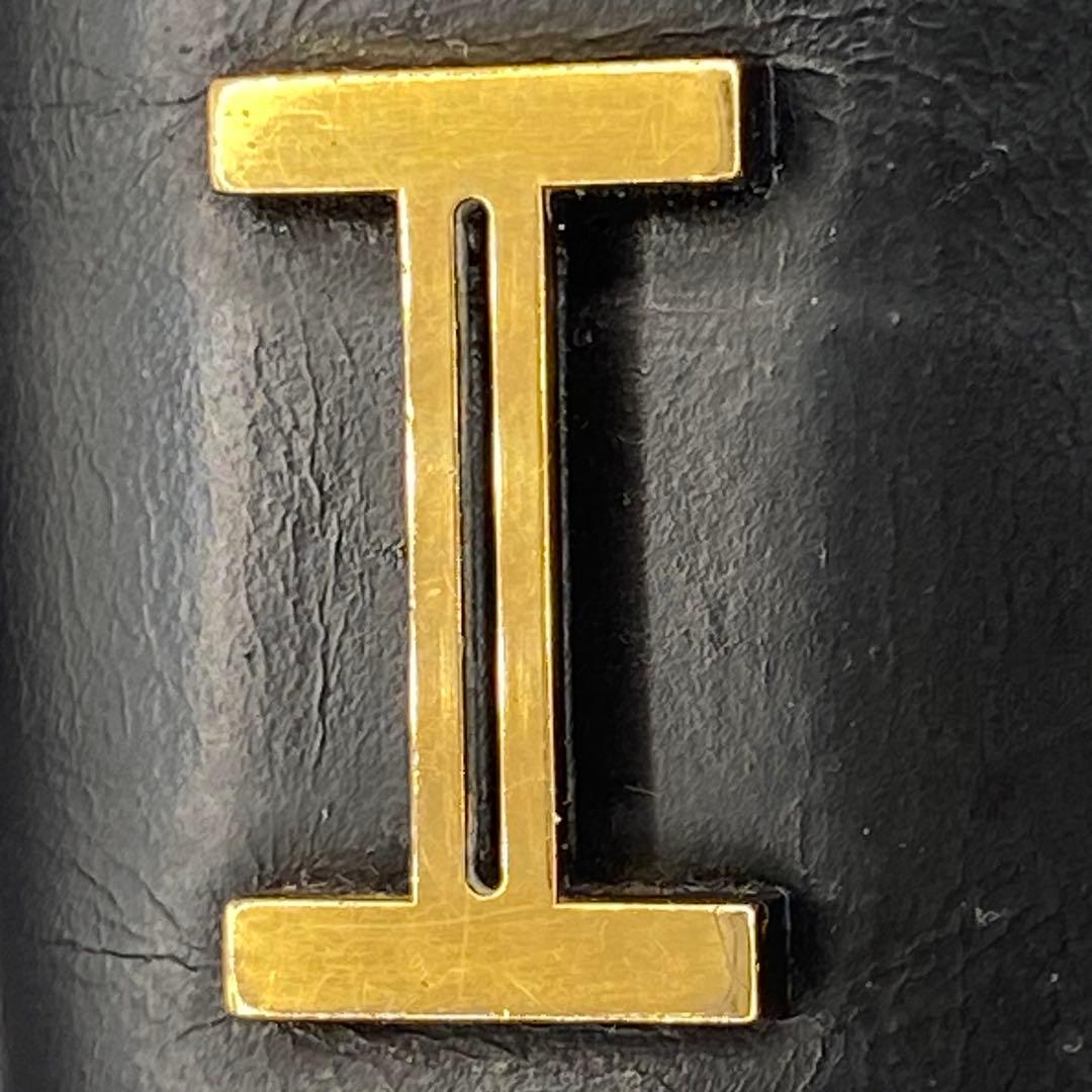 HERMESエルメスベアンクラシックボックスカーフ2つ折り長財布E刻印ブラック系