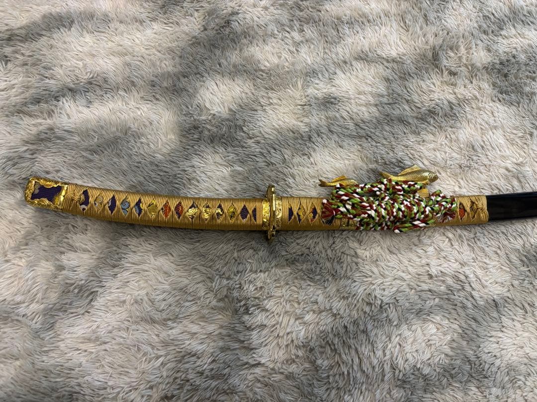 吉祥登竜門陣太刀 【美品】観賞用 模造刀 日本刀 鯉 スタンドセット 掛け台付き