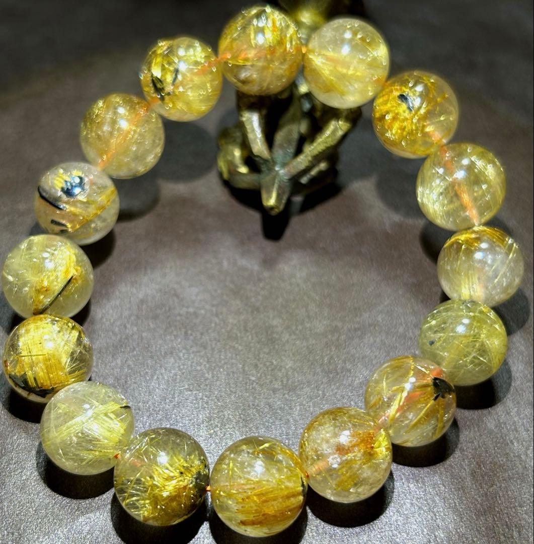 ☆ くらしのOneショップ様！福運招財宝珠⑧！太陽　タイチンゴールドルチルブレス