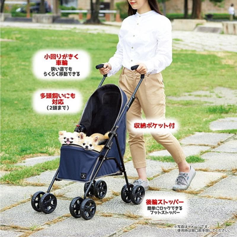 Porta ペット用軽量折りたたみお出かけカート ブルー 犬 猫 キャリー 青