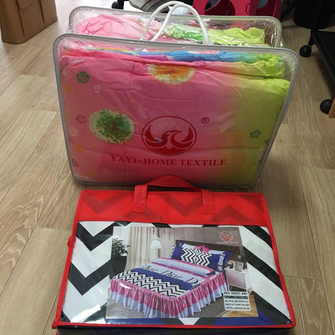 ダブルベッドシートと布団セット