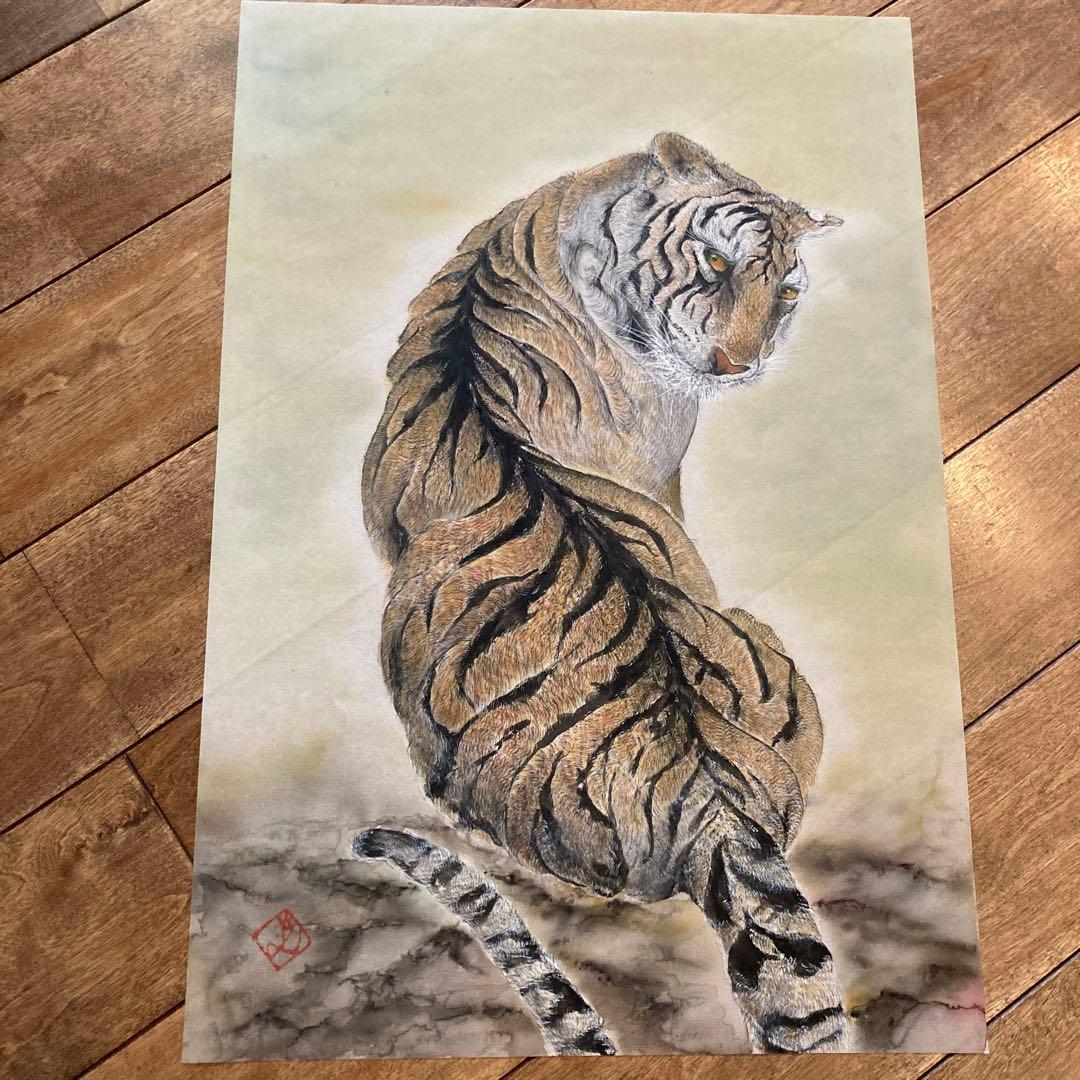 日本画　とら② 手描き