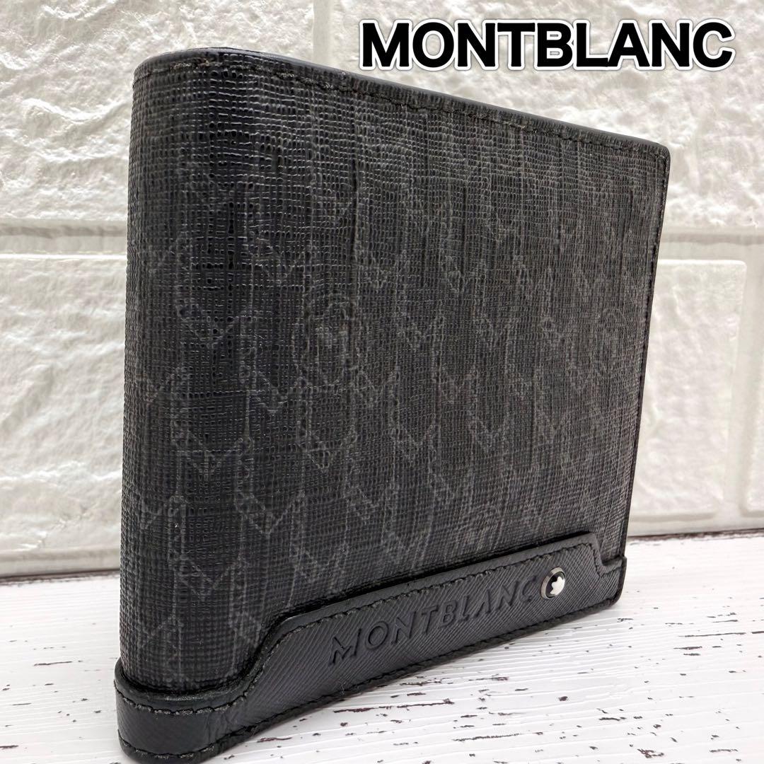 【新品・未使用】 モンブラン　折り財布　ケース　レザー　総柄