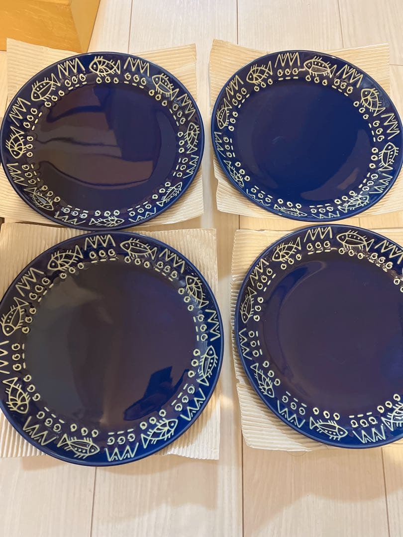 【未使用】ミッチャム 藤井風　パスタ皿5枚　アラビアンブルー魚柄