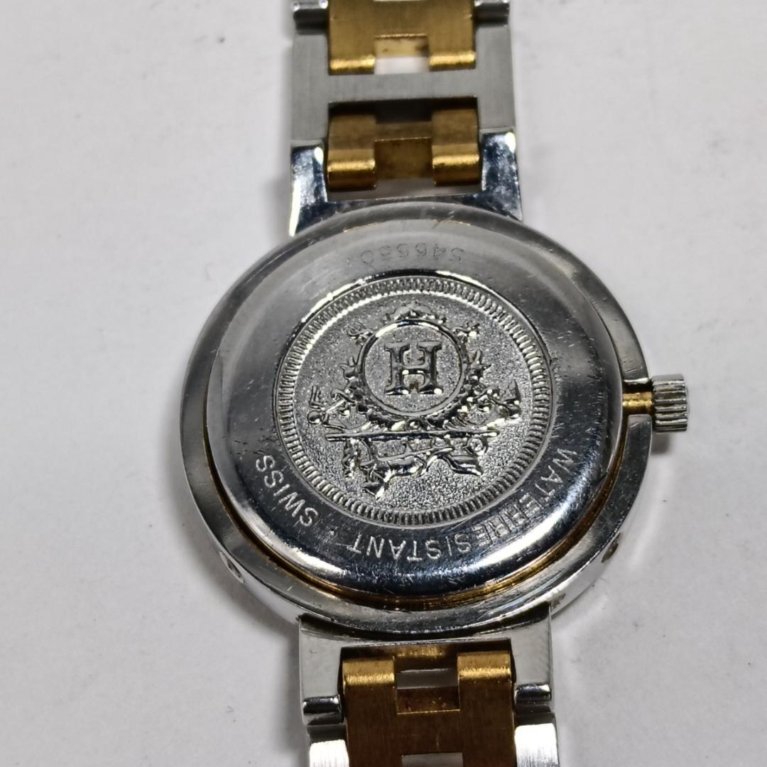 新品電池交換済 エルメス クリッパー 24mm アイボリーダイヤル レディース